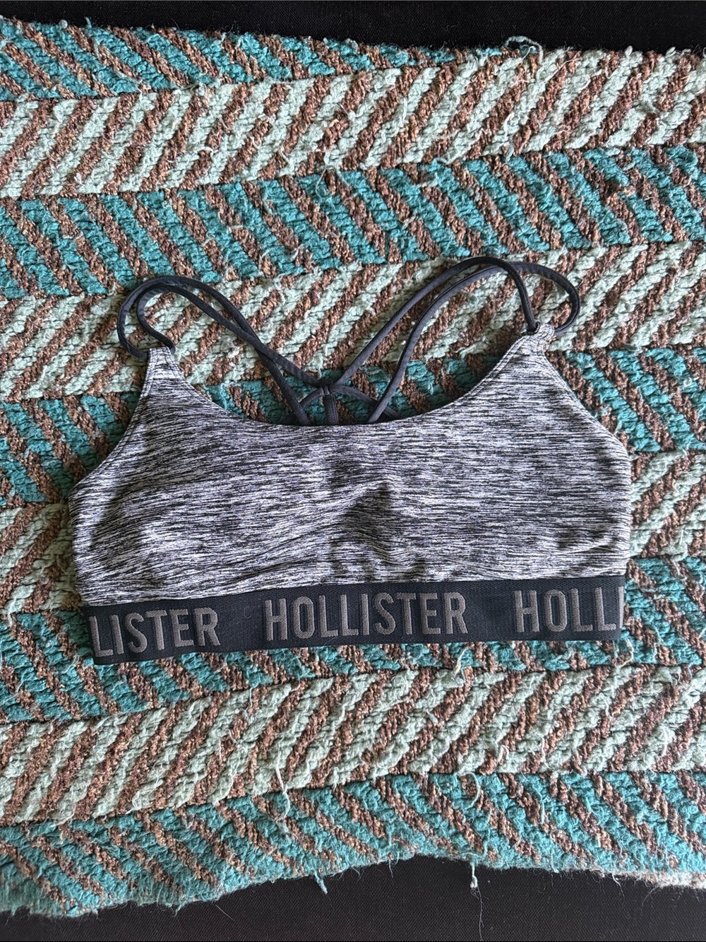 Hollister Heather Gray Strappy Logo Sports Bra